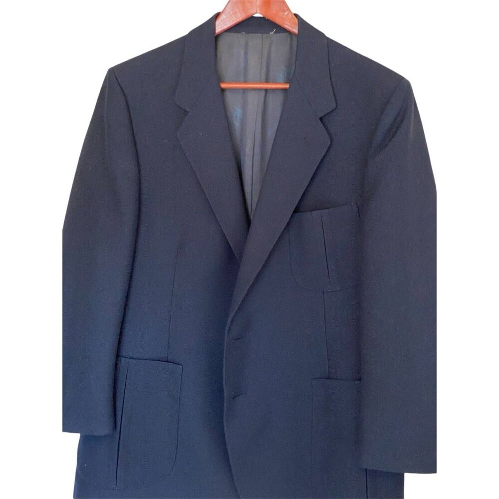 Oleg Cassini Black Blazer Men's Single Breasted 2 Button Vintage USA Union Made - Picture 2 of 11